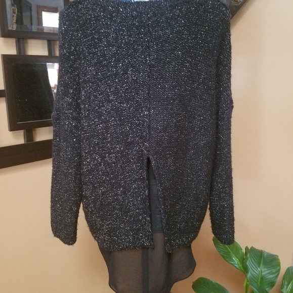 JENNIFER LOPEZ BLACK SHIMMERY SWEATER - Picture 4 of 8